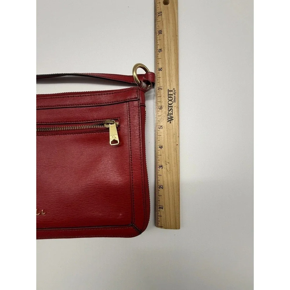 LRL Lauren Ralph Lauren Vintage Red Leather Gold‎ Zipper Purse Handbag